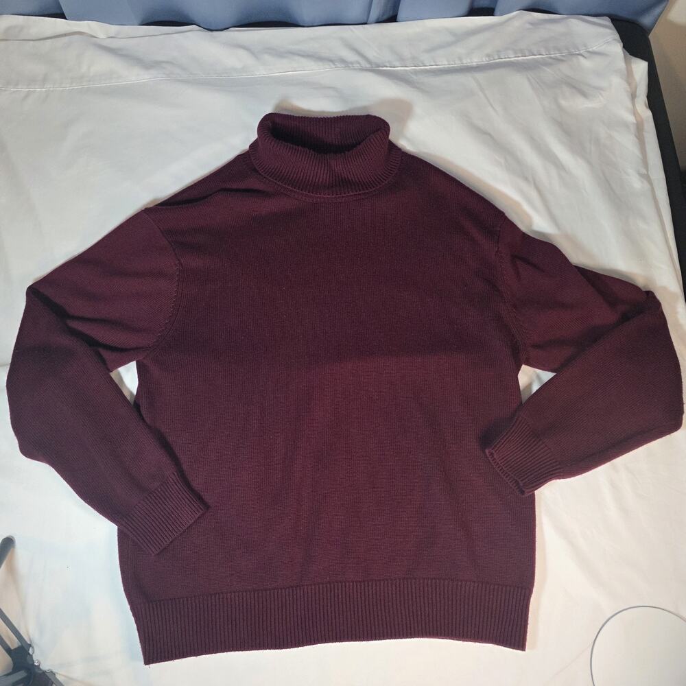 Kallspin Moreno XXL Men Turtleneck Wool Blend Burgundy Red Fall Winter Cold